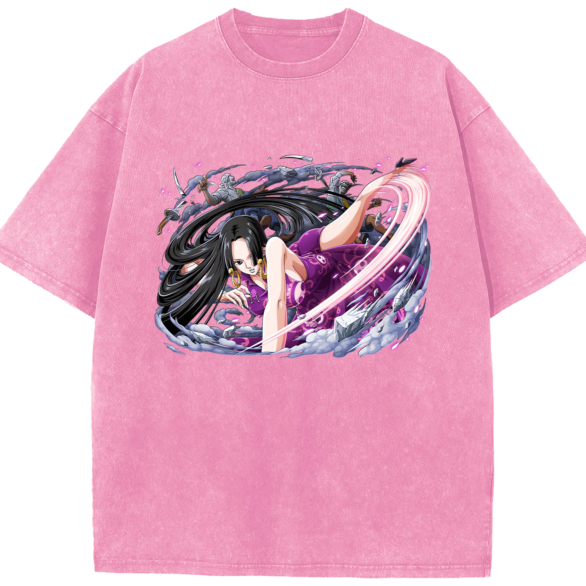 ワンピース ボア・ハンコック ONE PIECE Boa·Hancock 綿100% ヴィンテージ風 半袖Tシャツ（フロントプリント）